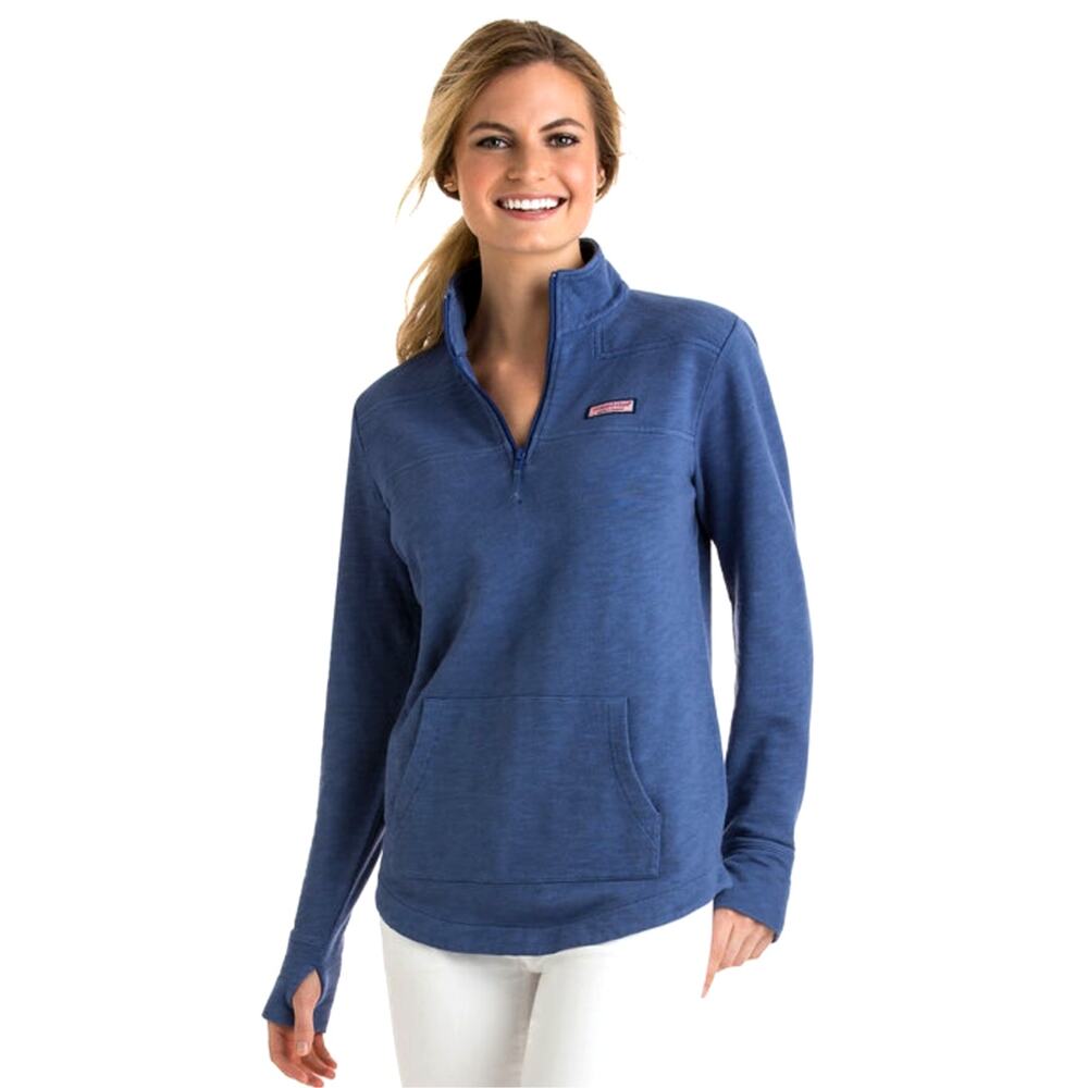 Vineyard Vines Garment Dyed Relaxed Slub She Shirt Blue LARGE